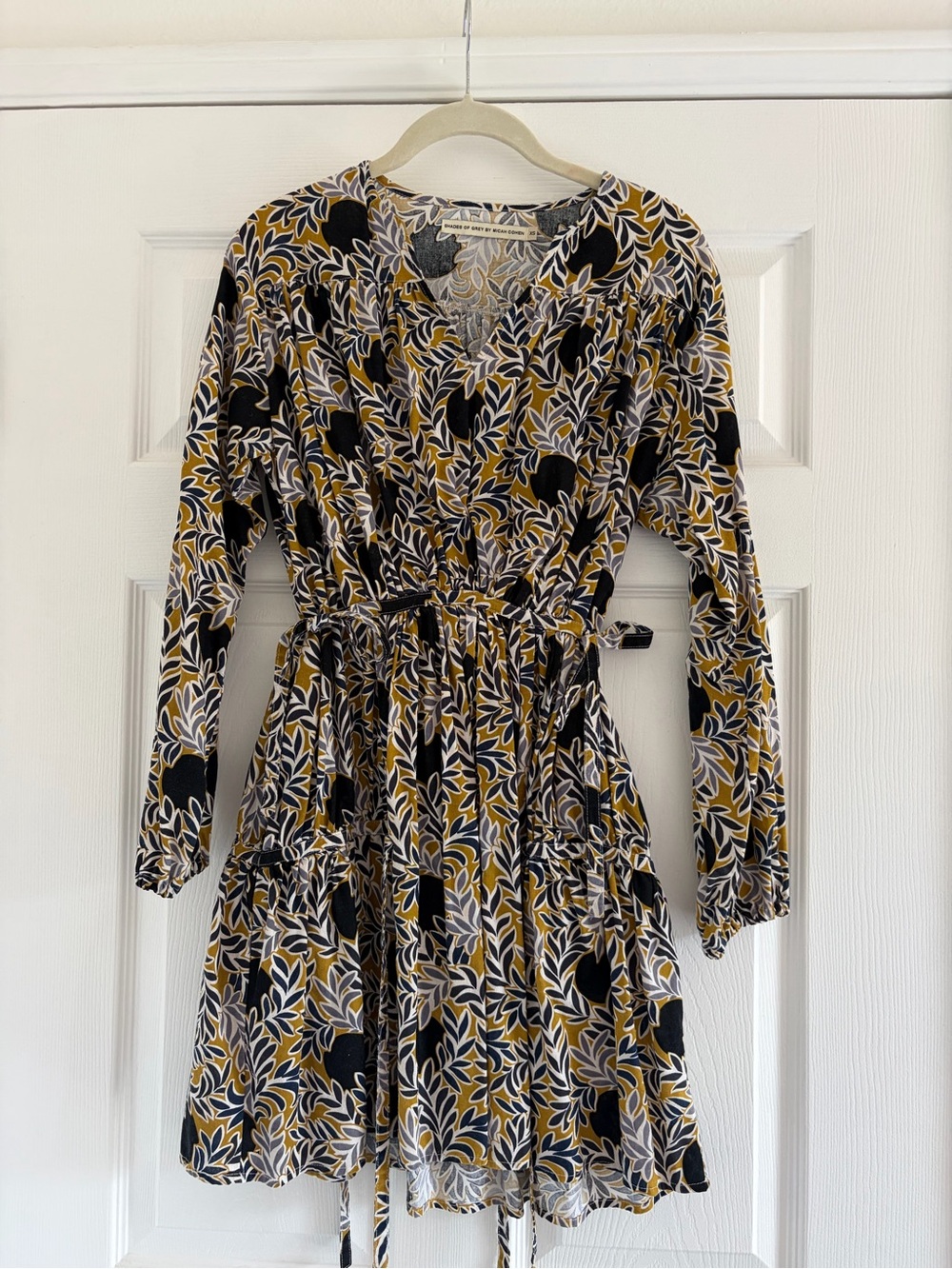 Shades Of Gray by Micah Cohen Printed Gathered Dress XS